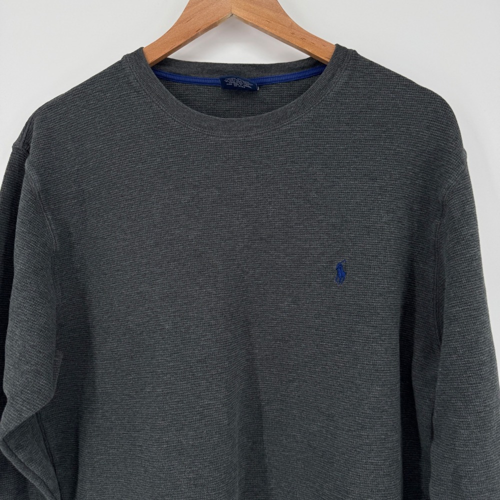 Polo Ralph Lauren Men's Gray Waffle Knit‎ Long Sleeve Sleep Shirt Large